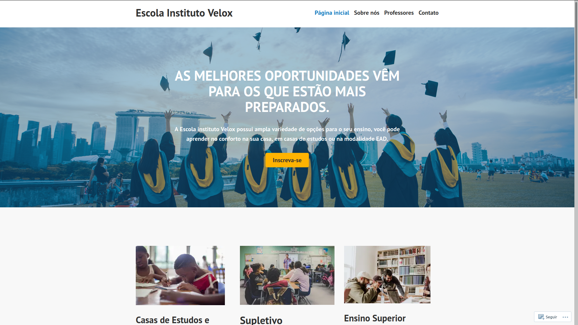 Capa do site Escola Instituto Velox